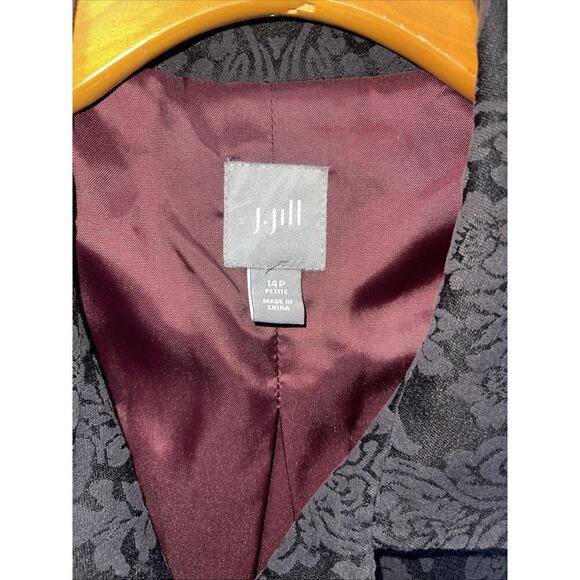 J Jill Sz 14P Petite Black Carpet Bag Jacket Button Front Blazer Career Lined - Picture 2 of 13